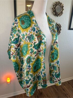 Floral & Peacock Bohemian Short Sleeved Kimono